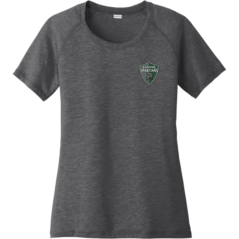 Lansing Spartans Ladies PosiCharge Tri-Blend Wicking Scoop Neck Raglan Tee