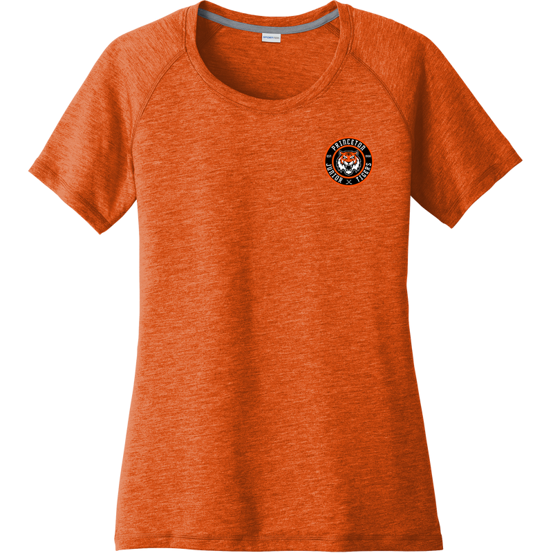 Princeton Jr. Tigers Ladies PosiCharge Tri-Blend Wicking Scoop Neck Raglan Tee