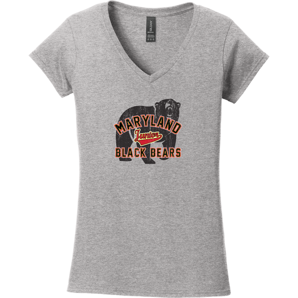 MD Jr. Black Bears Softstyle Ladies Fit V-Neck T-Shirt